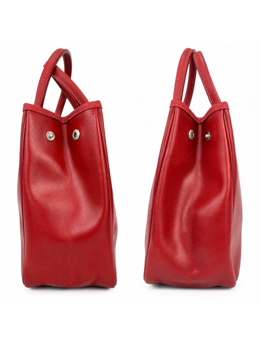 Longchamp Le Roseau Vintage Red Leather Top Handle Tote Bamboo Clasp | Pre-Loved - Picture 5 of 8